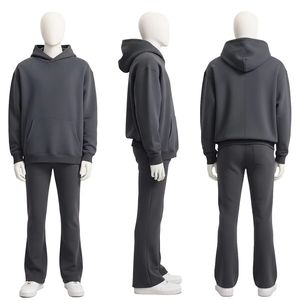 Conjunto Deportivo de Alta Calidad Personalizado de 500 g/m², Talla Grande, Invierno, 100% Algodón, Sudadera con Capucha y Pantalones Deportivos para Hombre, Ropa Deportiva Gruesa - Product Image 3