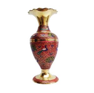 Hermoso florero de latón con grabado multicolor con pintura blanca y acabado dorado para decoración del hogar florero de alta calidad - Product Image 6