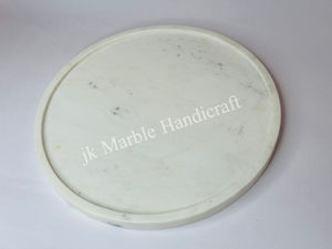 Meilleur prix 30x30 cm assiette de service ronde en marbre blanc naturel plat en pierre polie avec style floral pour la cuisine, la maison ou la fête - Product Image 2