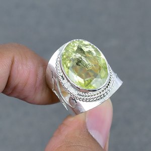 Anillo de piedras preciosas facetadas de Latón chapado en plata 925 de cuarzo Limón, piedra natal de noviembre, joyería hecha a mano, anillo Simple, regalo para ella - Product Image 1