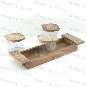 Bandeja para servir chocolate de madera y nácar, diseño más nuevo, forma personalizada, tamaño Ans, bandeja para aperitivos de postre de Color marrón - Product Image 3