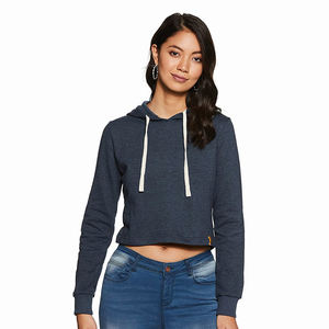 Sudaderas con capucha cortas personalizadas de lana de longitud corta para mujer, suéter de algodón, Sudadera con capucha corta para niñas adultas, sudaderas con capucha cortas de Color sólido para mujer - Product Image 3