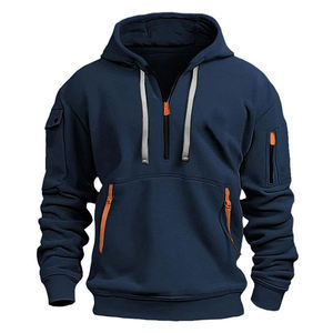 Fabricant professionnel personnalisé mode hommes sweats à capuche surdimensionné polaire impression personnalisée conception quart fermeture éclair hommes sweats à capuche - Product Image 1