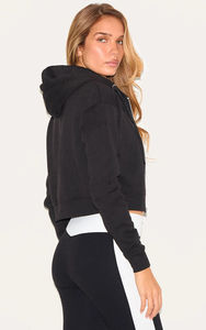 Pull à capuche en coton personnalisé pour femmes Sweat à capuche court à fermeture éclair pour l'hiver Sweats à capuche avec logo sur le devant - Product Image 2