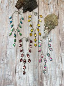 Collar de plata de ley hecho a mano con múltiples piedras, joyería Bohemia única para mujer, pieza de declaración artesanal elegante - Product Image 6