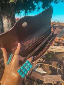 Portefeuille et pochette en cuir véritable tendance 2025 pour femmes, fermeture éclair à pompon, style western vintage bohème - Product Image 4