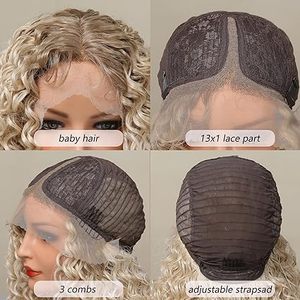 Peluca de Cabello Sintético Resistente al Calor DWY, Larga y Rizada, Rubia, con Frente de Encaje Transparente y Estilo Jerry Curl - Product Image 5