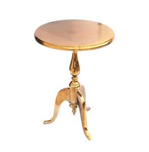 Meubles de salon personnalisés en gros table ronde avec table d'appoint décorative entièrement enduite de poudre crémeuse - Product Image 3