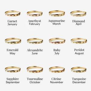 Anillo de piedra natal granate para mujer, banda de apilamiento de oro delicado de enero, regalo personalizado perfecto, joyería de piedras preciosas al por mayor - Product Image 5