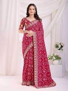 Exclusive Designer Brocade Designer Saree Best For Wedding And Festival Modern Ethnic Bandhani Collection Export Grade - Product Image 6
