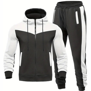 Ensemble de survêtement 2 pièces pour homme, nouvelle conception, grande taille, imprimé uni, respirant, en polaire, pour le sport de plein air - Product Image 3