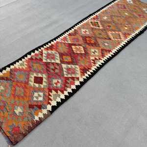 2.5x9.3 ft Rug, <b>Runner</b> Vintage Rug, <b>Red</b> Kilim Persian Rug - Product Image 2