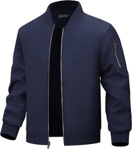 Chaqueta Bomber de satén informal de primavera para hombre, chaqueta universitaria atlética transpirable impermeable con cierre de cremallera de algodón 100% - Product Image 1