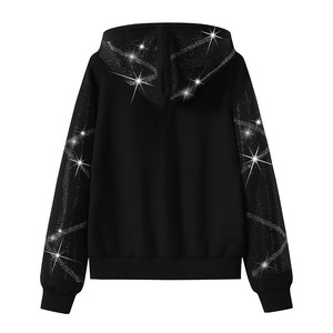 Survêtements d'hiver solides à capuche en strass de qualité supérieure, fermeture à cordon, mode automne - Product Image 3
