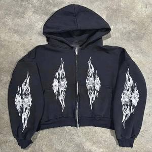 Sudadera con Capucha para Hombre, 100% Algodón, Bordado, Lavado Ácido, Logotipo Personalizado, Estampado Puff Extra Grande, Precio al por Mayor de Invierno, con Pedrería - Product Image 1