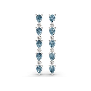 Frosted Ice Blue Lab Grown <b>Diamond</b> <b>Dangle</b> <b>Earrings</b> 1 Ct Tw VS Clarity 10 <b>Diamonds</b> 14K Solid Gold Nature Inspired Cool Hue - Product Image 1