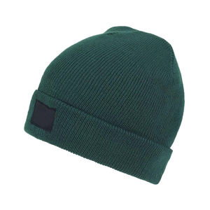 Bonnet en laine mélangée uni avec logo personnalisé, finition de qualité supérieure, design à revers, patch en cuir cousu personnalisé, logo de marque, plage - Product Image 6