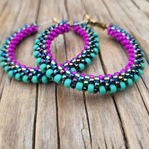 Boho ต่างหูลูกปัดด้วยการออกแบบสีฟ้าครามแอนดี้ cascading Fringe, เครื่องประดับของขวัญที่ไม่ซ้ำกัน - Product Image 1