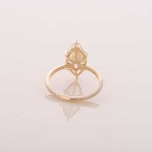 Anillo de Compromiso con Diamante Amarillo Cultivado en Laboratorio, Corte Marquesa de 3.5CT |   Anillo de Oro Blanco y Oro Rosa de 14K con Engaste de 6 Puntas y Baño de Rodio - Product Image 3