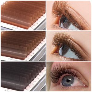 Pestañas postizas de colores a granel, suministros de extensión de pestañas, Etiqueta Privada, fabricante OEM ODM, color marrón oscuro, 0,05, 0,07, 0,1 - Product Image 5