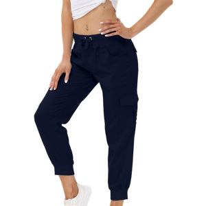 Femmes coton vêtements actifs pantalons de survêtement Cargo randonnée taille élastique séchage rapide léger Satin décontracté cordon été en plein air - Product Image 6