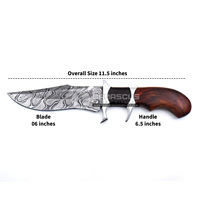 Couteau de chasse à lame de 4 pouces, pointe tombante, poignée en acier Damas haute teneur en carbone, fait main, qualité DIY, avec bouton de réglage, modèle OEM, best-seller