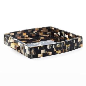 Ensemble de plateaux en corne de buffle faits à la main, plateaux de service décoratifs naturels rectangulaires et carrés, vaisselle élégante fabriquée en Inde - Product Image 1