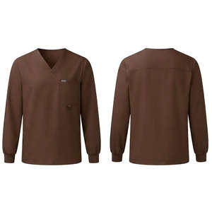 Versatile Long Sleeve <b>Scrub</b> <b>Tops</b> Men Healthcare Medical Uniform V Neck Workwear Stretch Fabric Durable Professional Clothing - Product Image 1