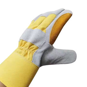 2025 Guantes de soldadura personalizados de fábrica Amarillo Cuero de vaca corto Resistente al desgaste Aislamiento térmico Soldador Guantes DE TRABAJO Cuero - Product Image 5