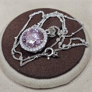 Collier de fiançailles en argent sterling 925 avec pierre précieuse moissanite rose ronde originale VVSD pour femmes, vente en gros, sur mesure - Product Image 5