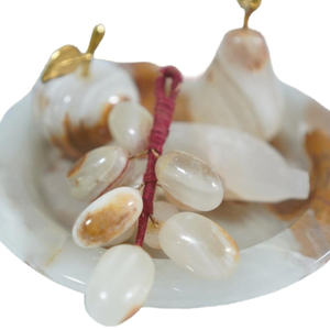 Fruits et assiette en marbre naturel Onyx, ensemble de fruits en marbre de pierre, fruit d'onyx - Product Image 1