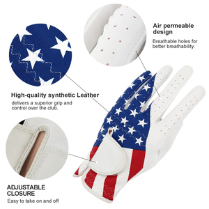 ถุงมือกอล์ฟหนัง cabretta ระบายอากาศได้ดีสำหรับผู้ชายธงสหรัฐอเมริกา - Product Image 5