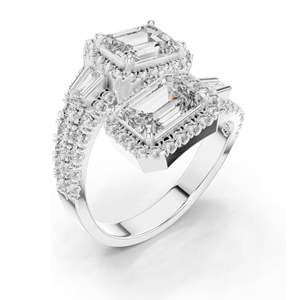 3.686 CT Lab-Grown VVS-VS EF CVD <b>Emerald</b>-Cut Diamond Halo Engagement <b>Ring</b> Women 18KT Gold Sterling <b>Silver</b> Moissanite Options - Product Image 4