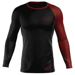 Wholesale Plain Dyed Breathable Men <b>Black</b> Rash Guard Gym Fitness Bodybuilding Workout <b>Compression</b> <b>Shirt</b> With Custom Logo - Product Image 2