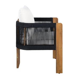 Ensemble de salle à manger Kinan en teck massif de haute qualité avec cordes tressées et coussins résistants à l'eau pour usage extérieur - Product Image 3