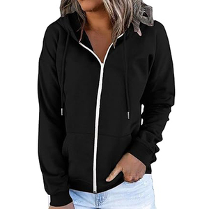 Nouveau sweat à capuche zippé décontracté d'hiver en tricot épais 100 % coton écologique avec cordon de serrage personnalisé et logo frontal - Product Image 1
