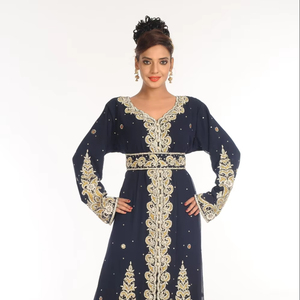 Black Embroidered Georgette Islamic <b>Kaftan</b> - Product Image 1