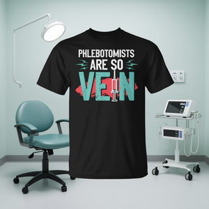 T-shirt Phlebotomist Pun a maniche corte, girocollo unisex, stampata serigrafica per tecnici di flebotomia - Product Image 3