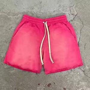 Short de sueur vierge personnalisé avec cordon de serrage lavage à l'acide bords bruts Vintage Plain French Terry Cotton Fleece Jogger Sports Wash Mens Shorts - Product Image 3