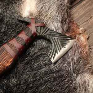 Hacha Vikinga de Acero con Alto Contenido de Carbono, Hecha a Mano, de Grado Industrial, para Caza, Corte, Supervivencia, Aire Libre, para Acampar, con Funda - Product Image 3