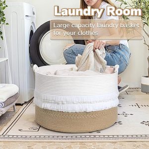 <strong>Large</strong> <strong>Wicker</strong> Laundry Basket <strong>with</strong> <strong>Lid</strong> Jute Storage for Bathroom Organization Rattan Fabric Plastic Metal Material - Product Image 4