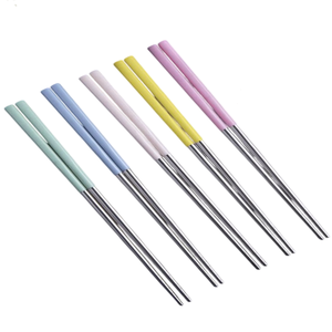 Palillos chinos de acero inoxidable palitos de Sushi reutilizables juego de palillos de titanio plateado con calidad superior - Product Image 2