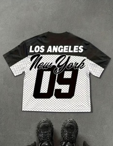 T-shirt à col rond ample en coton 100% tricoté, coupe ample, impression graphique personnalisée, streetwear, manches courtes pour homme - Product Image 3