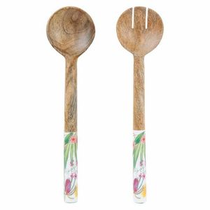 Juego de servidor de ensalada con estampado de esmalte de madera de mango, vajilla de Restaurante elegante para el hogar, cubiertos de decoración para bodas - Product Image 4