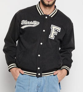 แจ็คเก็ตวาร์ซิตี้แบบยูนิเซ็กซ์สั่งทำได้สำหรับฤดูหนาว ปักอักษรแบบวินเทจ ป้ายเชนิลล์ คอตั้ง กันน้ำด้านหน้า - Product Image 1