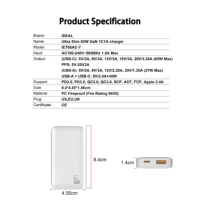 Chargeur Ultra-Mince 65W GaN Multi-Dispositif Type-C Charge Rapide Super Rapide NS Switch OTP OVP pour iPhone Ordinateur Portable Voyage