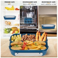 Boîte à lunch bento simple à 4 compartiments, étanche, portable, avec couvercle en plastique réutilisable, sans BPA, multifonctionnelle, pour enfants et adultes, à un seul niveau