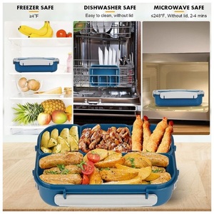 Lonchera Bento Simple de 4 Compartimentos, Hermética, Portátil, con Tapa de Plástico Reutilizable, Libre de BPA, Multifuncional, para Niños y Adultos, de un Solo Nivel - Product Image 4