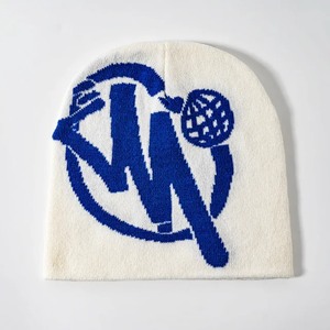 Gorro deportivo con estampado completo para hombre y mujer con logotipo personalizado al por mayor, gorro de calavera acrílico, gorro de invierno holgado de Jacquard con puños - Product Image 3