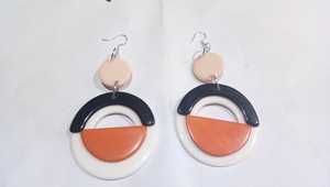 Pendientes de tuerca de resina cuadrados de melón de mezcla ligera elegante de diseño moderno para mujer hipoalergénico uso diario duradero - Product Image 4